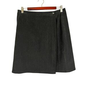 Retro Suede Neutral Mini Skirt Black 10 Classic Chic Festive Holiday Preppy 90s